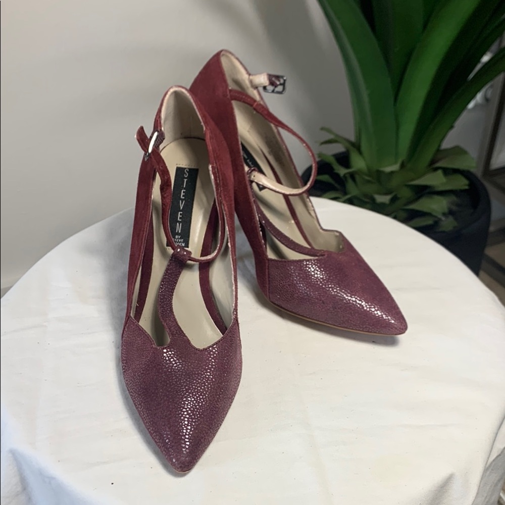 Steven By Steve Madden Red Pointed Toe Heels with Ankle Strap